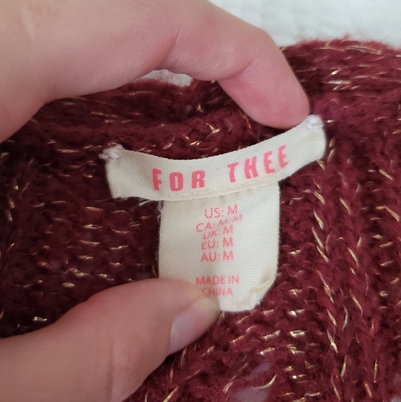 For Thee extra long shimmery burgundy knit cardigan sweater - Picture 4 of 4